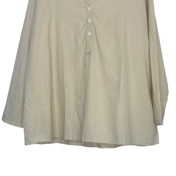 Long Sleeve Button Henley Shirt Womens 3XL Beige - Picture 4 of 5
